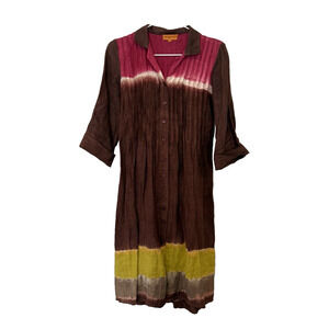 Roberta Freymann Womens Pure Linen Ombre Print Dress Size Small 1636